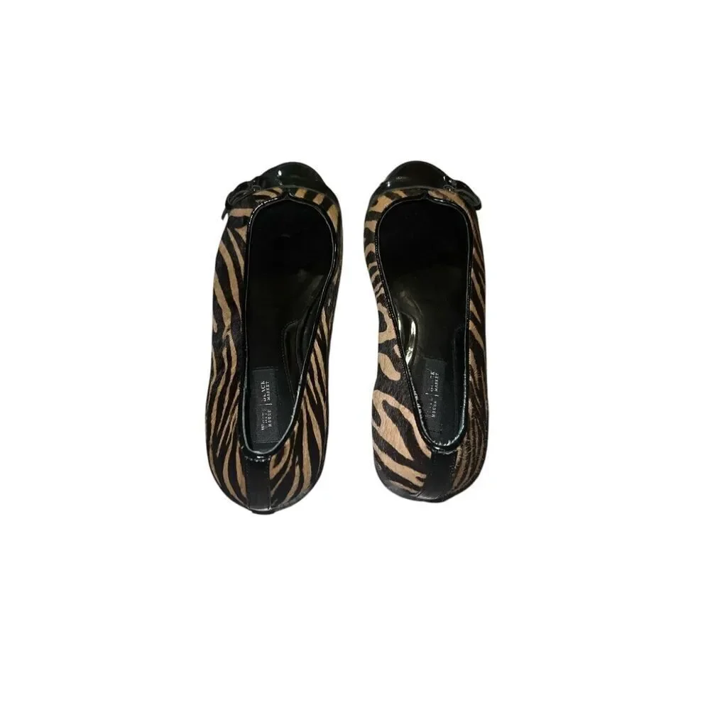 ✨White House Black Market Barcelona Women Ballet Sz 8 Flats Tiger Faux Fur✨